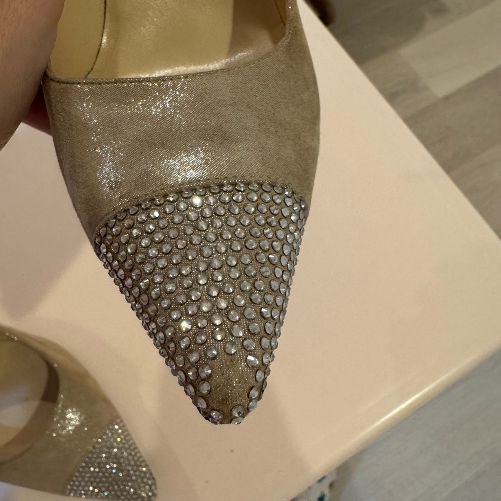 Jimmy Choo gold sparkly heels with toe detail 39 - Picture 9 of 11